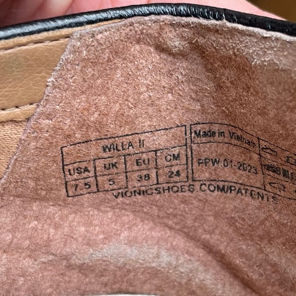 Vionic Willa II Black Leather Comfort Flats size 7.5 - Picture 9 of 10
